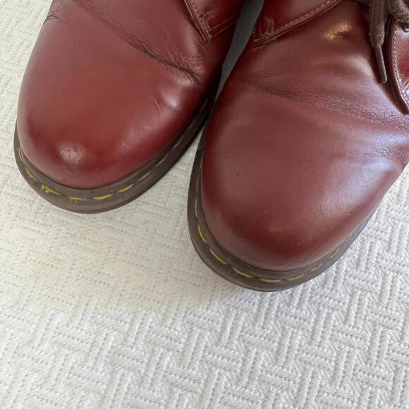 Vintage 1990’s Doc Martens Made In England Oxblood Oxford Shoes Men's 11 Red 6 H - Picture 7 of 14